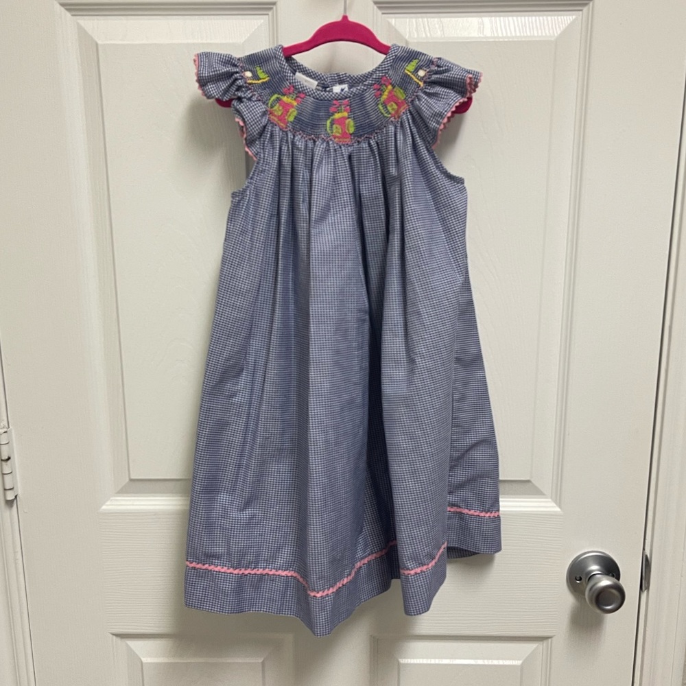 Silly Goose Gingham Smocked Golf Themed Dress